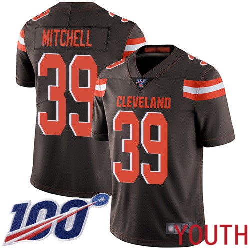 Cleveland Browns Terrance Mitchell Youth Brown Limited Jersey 39 NFL Football Home 100th Season Vapor Untouchable